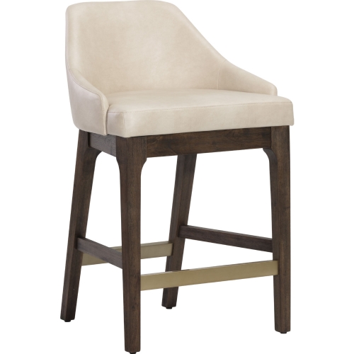 Kace Counter Stool in Cream Leatherette & Smoked Wood